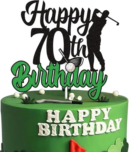 Miniatura 6 de Decoración de pastel de golf de 80 cumpleaños negro verde golf 80 años jugador de pelota decoración de pastel 1943 temática deportiva suministros