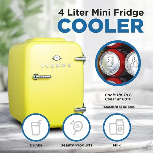 Miniatura 2 de ICEBOX IBMF4SUN - Mini refrigerador para dormitorio, refrigerador para el cuidado de la piel, enfriador portátil y calentador para maquillaje