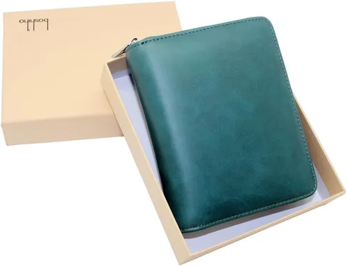 Miniatura 34 de boshiho Cartera con bloqueo RFID de 24 ranuras para tarjetas de crédito, de piel auténtica, organizador de múltiples tarjetas, con cremallera