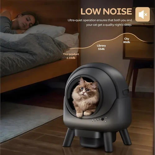 Miniatura 4 de Caja de arena automática, caja de arena autolimpiante para varios gatos, control inteligente de aplicación y sensores de seguridad duales, cubo