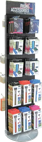 Miniatura 3 de Azar Displays 700440-WHT, EXPOSITOR DE PISO DE PEGBOARD DE DOS CARAS BASE DE ESTUDIO REVOLVANTE REDONDO TAMAÑO DEL PANEL: 16" W X 60" H, Blanco