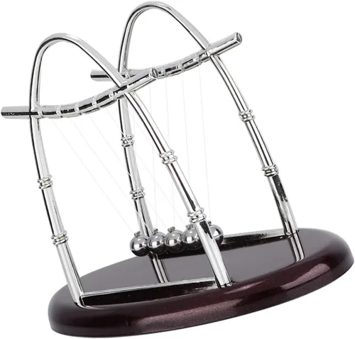 Miniatura 9 de Bolas de equilibrio clásicas Newton Cradle 5 bolas de acero de péndulo Ulum para oficina y educación escolar Newton bolas de cojinete oscilante (S)