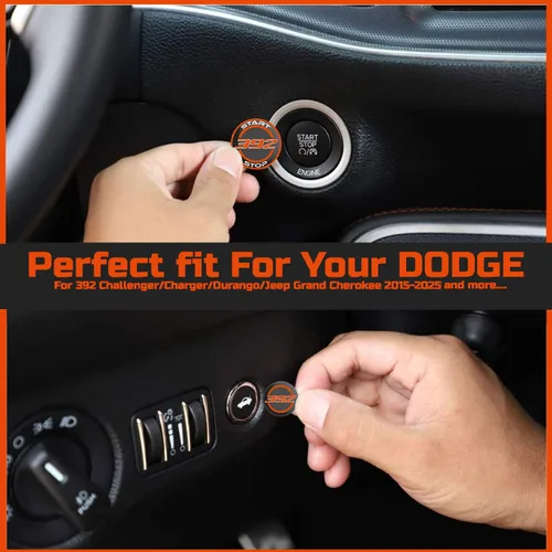Miniatura 5 de TOOLEPIC - Cubierta de botón de arranque para Dodge Challenger Charger Durango, accesorios 2015-2025 - Kit de interruptor de encendido de arranque