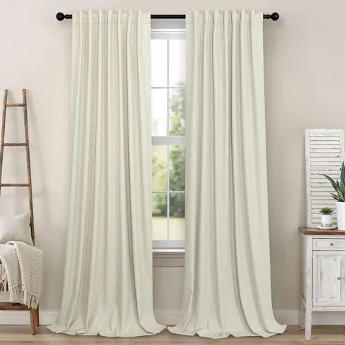 Miniatura 42 de Pitalk Cortinas cortas 100% opacas de lino para cafetería, 40 pulgadas de largo, 2 paneles, cortinas de puerta francesa para ventana, cortina