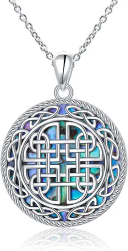 Alphm Joyería de plata esterlina S925 Dara nudo celta buena suerte medallón irlandés colgante collar joyería para mujeres hombres