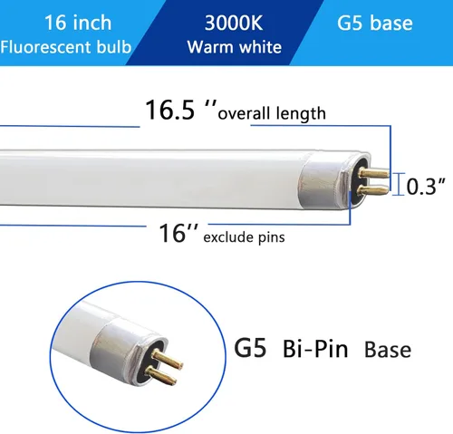 Miniatura 2 de Flyercatch Paquete de 2 bombillas fluorescentes F10T5/830/L de 16 pulgadas de repuesto Jasco blanco cálido 10W 3000K tubos, luz lineal F10T5-WW
