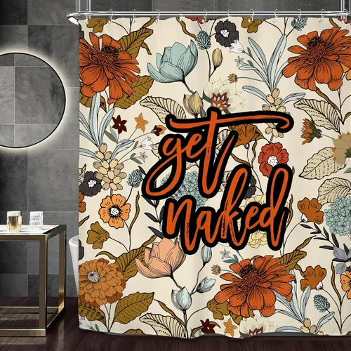 Miniatura 8 de Miyotaa - Juego de cortina de ducha con flores para decorar un baño pequeño o una ventana, 36 pulgadas de ancho x 71 pulgadas de alto, cortina