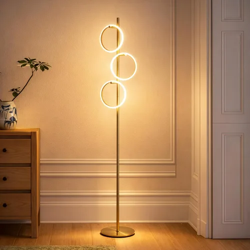 Miniatura 2 de Brightech Saturn - Lámpara de pie LED, diseño único que combina con decoración moderna y contemporánea, lámpara alta de 3 luces para sala, Luz