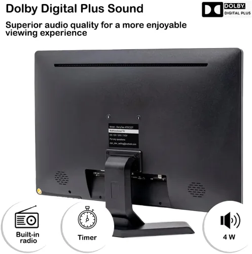 Miniatura 5 de Televisor portátil de 22 pulgadas de 12 V/24 V (Full HD 1080P 60Hz) para camión, RV y campamento – Sintonizador digital ATSC, Dolby Digital Plus