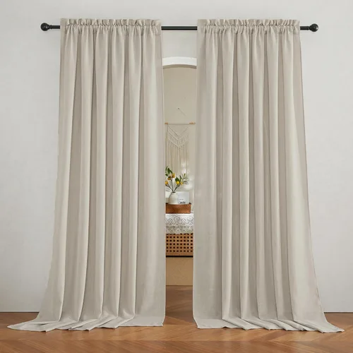 Miniatura 15 de RYB HOME Cortinas extralargas de 108 pulgadas de largo, transpirables con bolsillo para barra, cortinas traslúcidas blancas para sala de estar