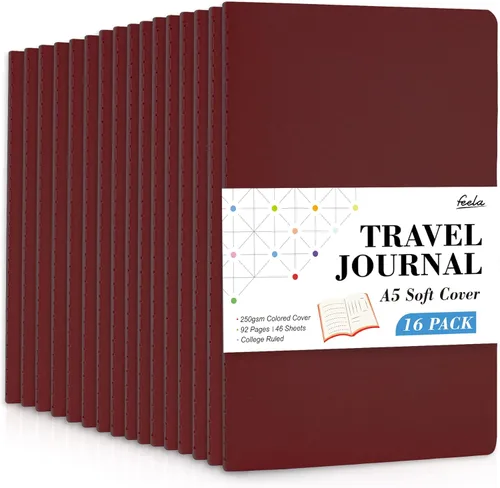 Miniatura 19 de feela - Paquete de 16 cuadernos de tapa suave a granel, cuadernos rayados universitarios para el trabajo para mujeres y niñas, diario de viaje