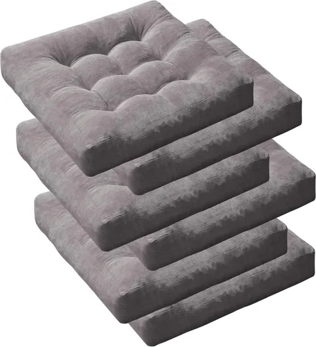 Miniatura 30 de Juego de cojines de suelo de 2 piezas, cojines grandes redondos para sentarse para adultos, cojines acolchados de corduroy para sala de estar
