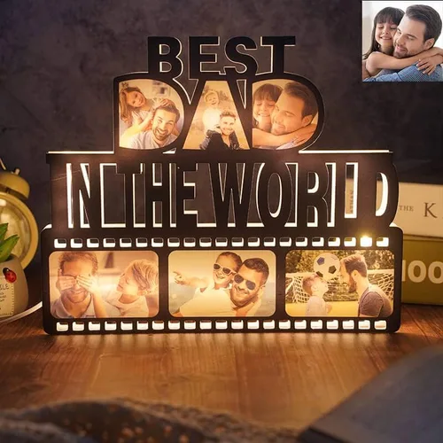 Luz de foto personalizada para papá para el día del padre, lámpara acrílica personalizada con 6 imágenes, regalos conmemorativos para papá, regalos