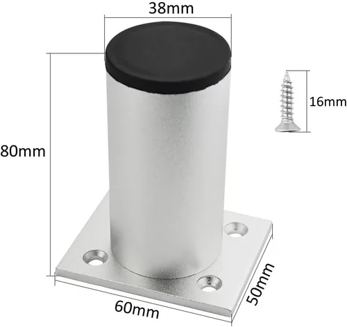 Miniatura 2 de TOVOT 4 patas redondas de 3 pulgadas para muebles, patas de sofá de aleación de aluminio, patas de metal resistentes para muebles, gabinetes y sofás