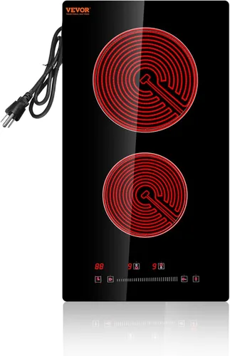 Miniatura 23 de VEVOR Electric Cooktop, 12 inch 2 Burners Built-in Electric Stove Top, 3000W Ceramic Top Radiant Cooktop, with 11 Heat Levels, Glass Panel, Knob