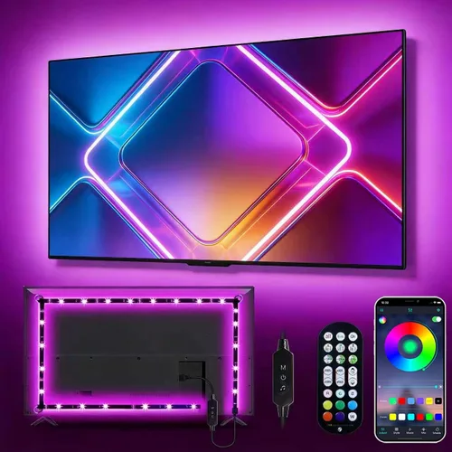 Miniatura 11 de Daymeet Tira de luces LED RGB de 9.84 pies para TV de 32 a 43 pulgadas, sincronización de música Dreamcolor, cambio de color, control remoto por