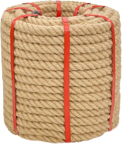 Miniatura 12 de Cuerda de cáñamo de 1 pulgada x 50 pies, cuerda trenzada de 4 hebras resistente para manualidades, decoración náutica, tira y afloja, paisajismo