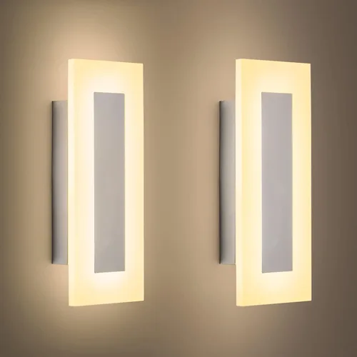 Miniatura 12 de LMQNINE Moderno aplique de pared de acrílico LED, luz blanca cálida, cromado, 6000 K, para dormitorio, pasillo, escaleras, baño, iluminación Cromo