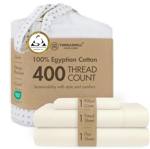 Miniatura 40 de Threadmill - Juego de sábanas de algodón egipcio para cama tamaño King Juego de sábanas de cama King 100% de algodón egipcio certificado Sábanas