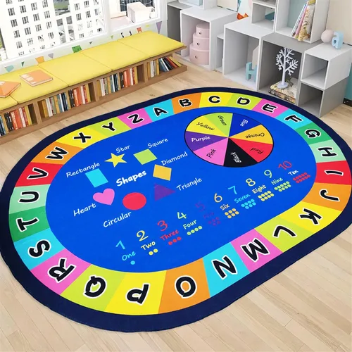 Miniatura 34 de USTIDE Alfombra ovalada para niños, 5 x 7 pulgadas, con letras del alfabeto ABC, alfombra educativa antideslizante, alfombra de juego para el aula
