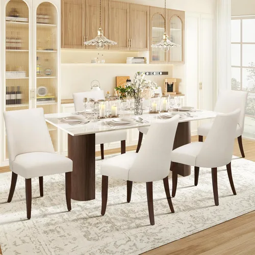 Miniatura 15 de COLAMY Juego de 2 sillas tapizadas para comedor, sillas de cocina modernas de mediados de siglo con respaldo, sillas laterales de comedor