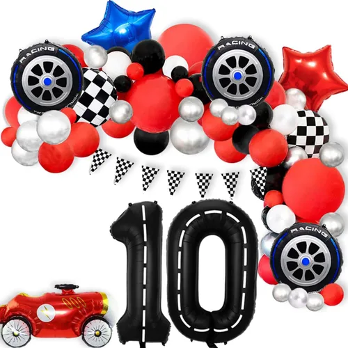 Miniatura 2 de Globos de auto de carreras, decoraciones de cumpleaños de autos, globos de aluminio grandes de 40 pulgadas, globos negros del número 0