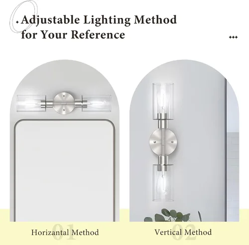 Miniatura 3 de Accesorios de Iluminación de Baño 2 Luces Níquel Cepillado, Luces de Tocador de Baño Sobre Espejo, Apliques de Pared de Iluminación de Baño, Luz