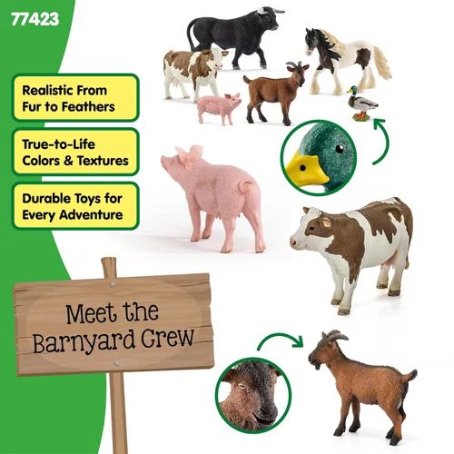 Miniatura 3 de Schleich Farm World Farm Animals - Juego de figuras de animales de granja, vaca, toro, cabra, pato y cerdo, 6 piezas realistas y duraderas, regalo