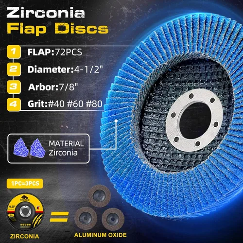 Miniatura 4 de Paquete de 26 ruedas de disco de molienda de corte con aleta angular de 4 1/2 pulgadas, 20 paquetes de ruedas de corte de 4.5 x 1/4 x 7/8 pulgadas