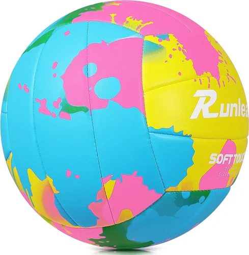 Miniatura 3 de Runleaps Pelota de voleibol de playa, tamaño oficial 5, suave, impermeable, para deportes de arena, pelota de poliuretano para interiores
