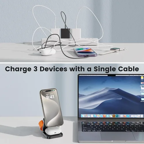 Miniatura 7 de Estación de carga 3 en 1 para Apple, cargador portátil Mag-Safe, cargador de viaje plegable para múltiples dispositivos Apple, para iPhone 16, 15