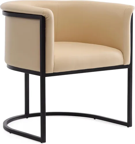 Miniatura 15 de Manhattan Comfort Bali - Silla de comedor de piel sintética, diseño Art Deco moderno con silueta escultórica, marco de metal, cojines acolchados