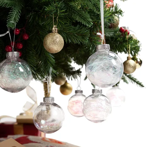 Miniatura 5 de AMS Adornos de bolas de Navidad transparentes de 24ct, 2.36''/60mm Bolas colgantes de Navidad inastillables, juego de esferas para árbol de Navidad