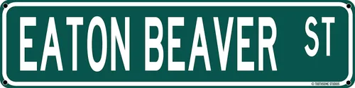 Eaton Beaver St Punny - Letrero de calle con nombre inapropiado de 16 x 4 pulgadas, divertida decoración para el hogar (EatonBeaver)