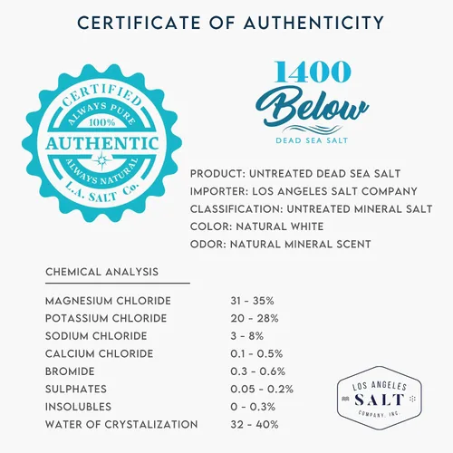 Miniatura 5 de LA SALT CO 1400 por debajo de 5 libras en tarro de sal del mar muerto, grano fino – baño de pies y spa, exfoliante corporal, 100% puro y rico