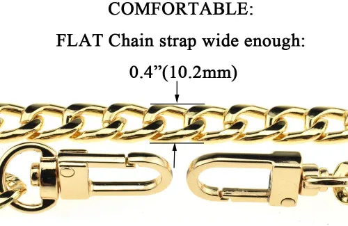 Miniatura 2 de HAHIYO Correa metálica de cadena para bolso de 43.3' de oro para bolso cruzado, bandolera y bolso de mano, cómoda y plana de 0.4' de ancho, extra