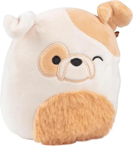 Miniatura 2 de Squishmallows Brock The Bulldog original de 5 pulgadas – Peluche oficial de Jazwares para calcetín navideño – Pequeño juguete de animal de peluche