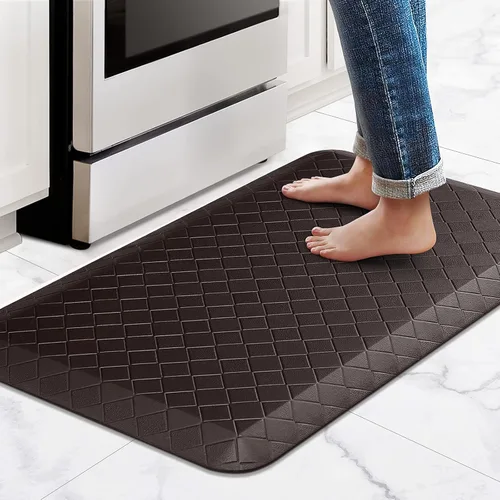 Miniatura 10 de HappyTrends Alfombras antifatiga para cocina, 4/5 pulgadas de grosor, antideslizantes, impermeables, ergonómicas, cómodas para cocina, suelo, hogar