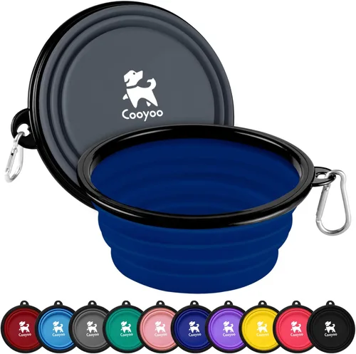 Miniatura 9 de COOYOO Cuenco plegable para perros, paquete de 2 cuencos plegables para agua para perros y gatos, plato portátil para alimentación de mascotas