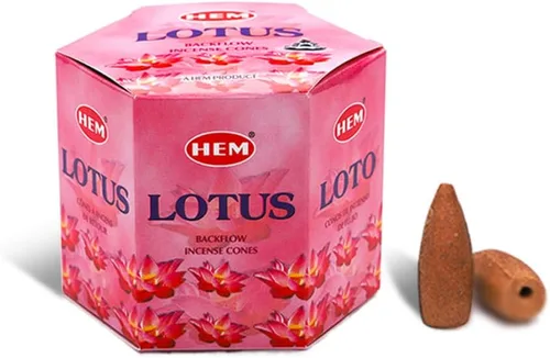 Miniatura 2 de HEM Lotus Backflow - Conos de incienso marrón Aroma de larga duración para positividad y aire puro Hierbas puras, polvo de madera Aromaterapia