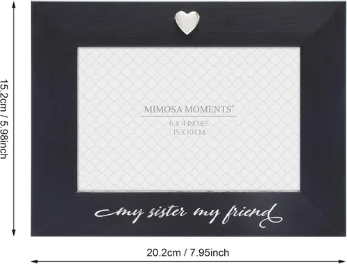 Miniatura 4 de Marco de fotos de corazón plateado negro para foto 4x6 (Mi hermana, mi amiga) 4x6 Picture Frame, Black Photo Frame, Tabletop Display, Birthday