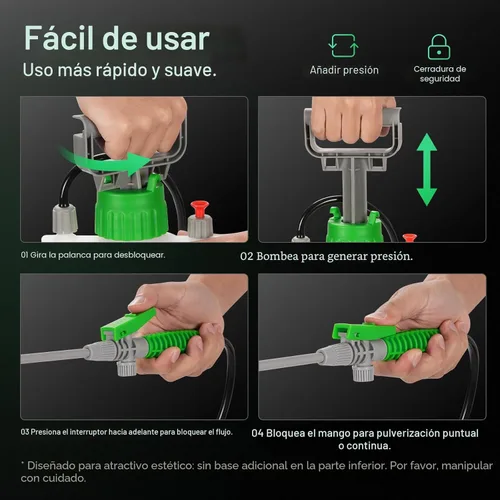 Miniatura 8 de VIVOSUN Pulverizador de bomba de 1 galón/4L, rociador de agua de jardín para plantas, malezas y cuidado del césped, con 3 boquillas, manguera de 50