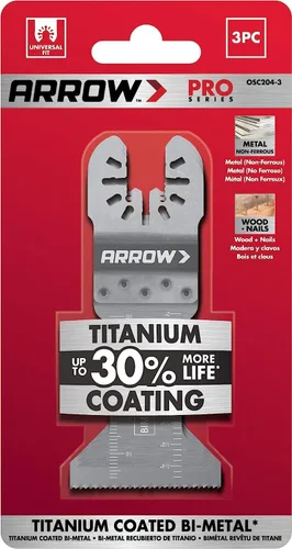 Miniatura 4 de Arrow OSC204-3 - Hojas de sierra oscilantes con revestimiento de titanio para carpintería, paneles de yeso, PVC y metal, universal, se adapta a