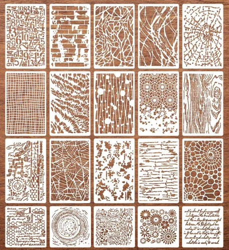 Miniatura 8 de Plantillas para manualidades, plantillas de textura reutilizables, plantilla geométrica para pintar en madera, muebles, tarjeta, lona, papel, álbum
