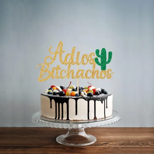 Miniatura 5 de Decoración para pastel de Adios Bitchachos con purpurina dorada, fiesta, despedida, reubicación, ruptura, graduación, jubilación, decoración