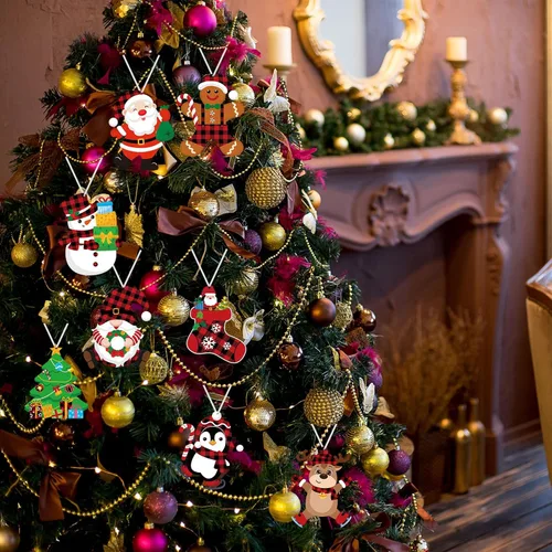 Miniatura 4 de Funrous 24 piezas de kits de manualidades navideñas para niños, adornos colgantes de bricolaje para árboles de Navidad, crea tus propias