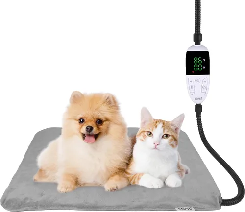 Miniatura 8 de Almohadilla térmica para mascotas para gatos y perros pequeños con 12 temperaturas ajustables, impermeable y resistente a las mordidas, almohadilla