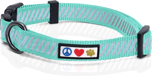 Miniatura 11 de Pawtitas Collar reflectante para perros y cachorros, collar de alta visibilidad con bandas reflectantes, collar ajustable para perro resistente
