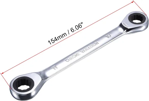 Miniatura 2 de uxcell Llave de trinquete de extremo de caja doble (0.394 in x 0.433 in) métrica 72 dientes 12 puntas llave de trinquete herramientas CR-V