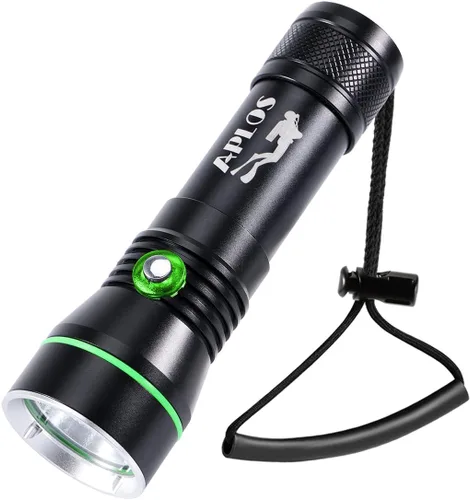 APLOS Linterna de buceo AP30 3000lm con 3 modos, indicador de alimentación, IPX8 impermeable profesional recargable luz de buceo